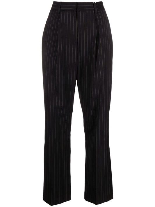 Black Stripe Tailored Cotton Trousers