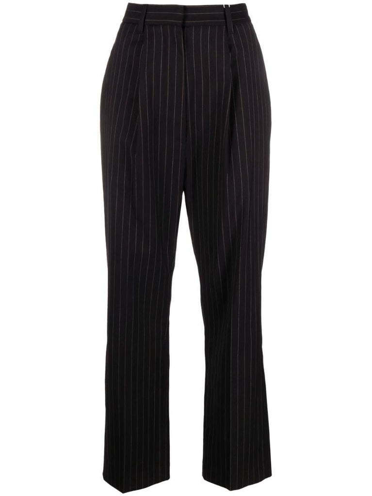 Black Stripe Tailored Cotton Trousers