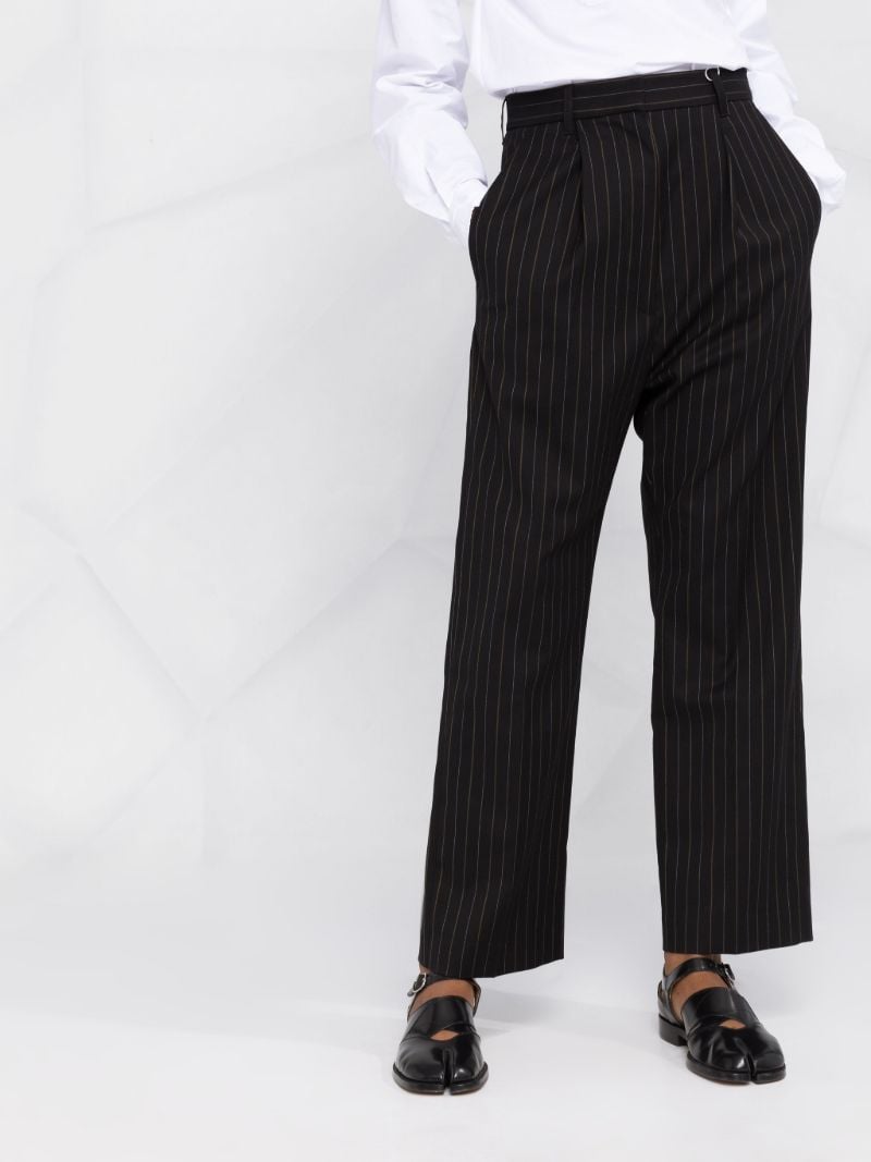 Black Stripe Tailored Cotton Trousers