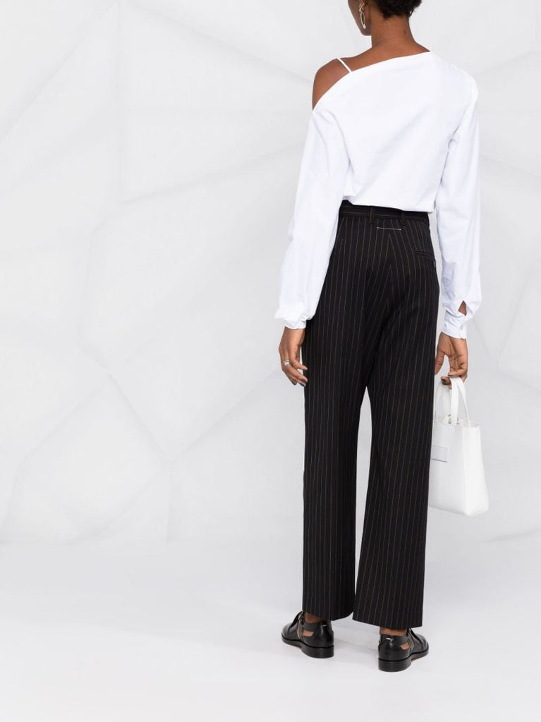 Black Stripe Tailored Cotton Trousers