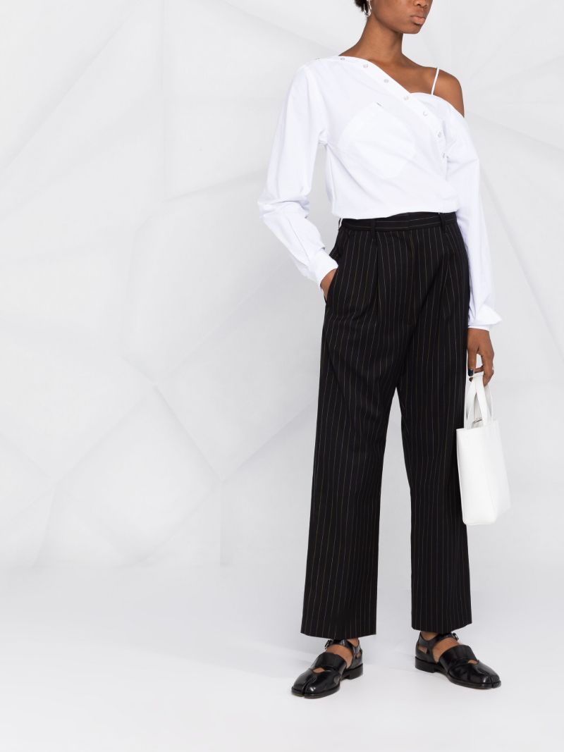 Black Stripe Tailored Cotton Trousers