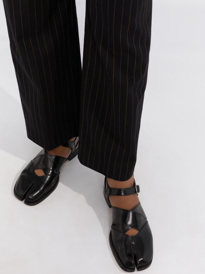 Black Stripe Tailored Cotton Trousers