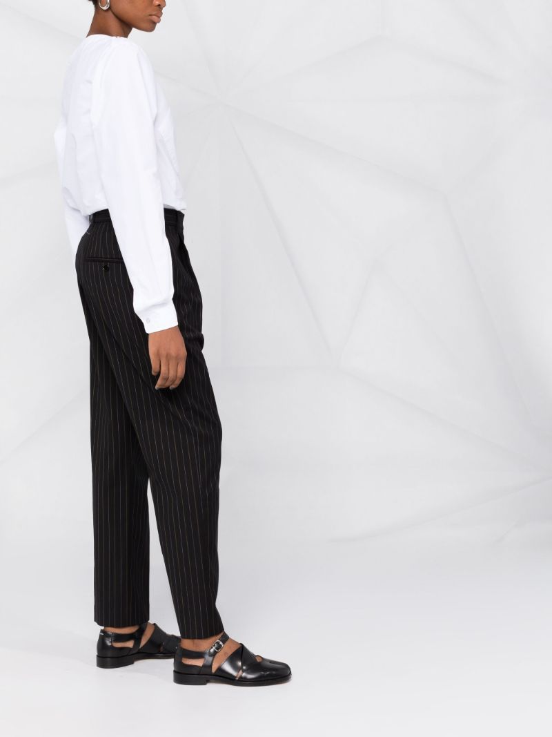 Black Stripe Tailored Cotton Trousers