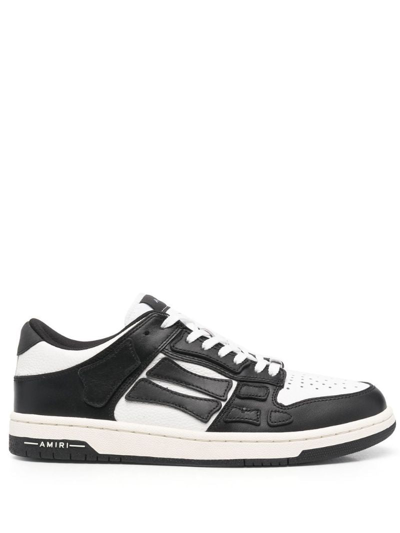 White and Black  Skel Top Low Leather Sneakers