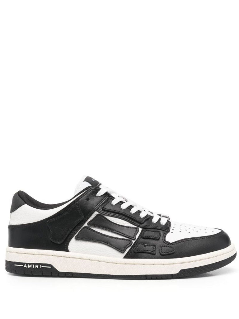 White and Black  Skel Top Low Leather Sneakers