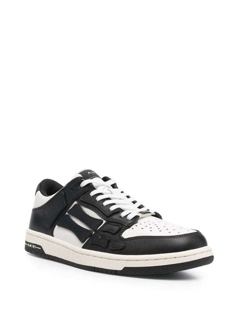 White and Black  Skel Top Low Leather Sneakers