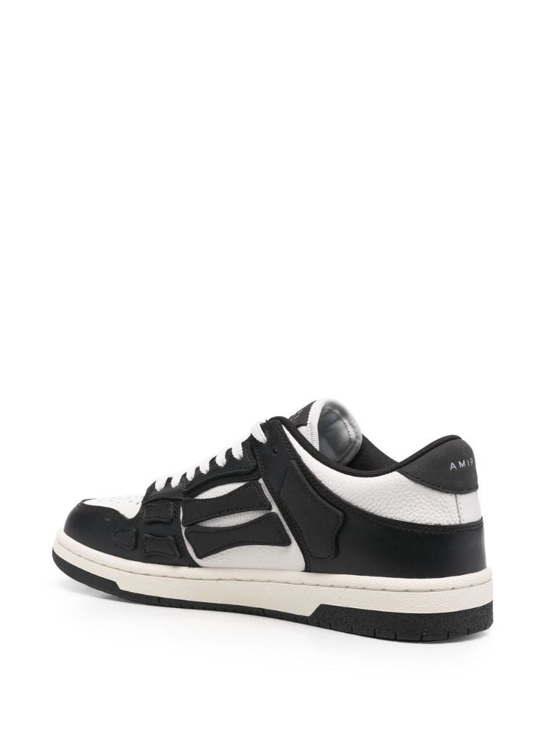 White and Black  Skel Top Low Leather Sneakers