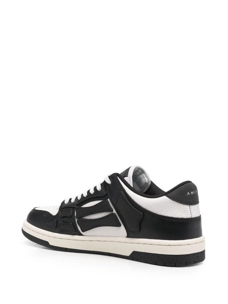 White and Black  Skel Top Low Leather Sneakers