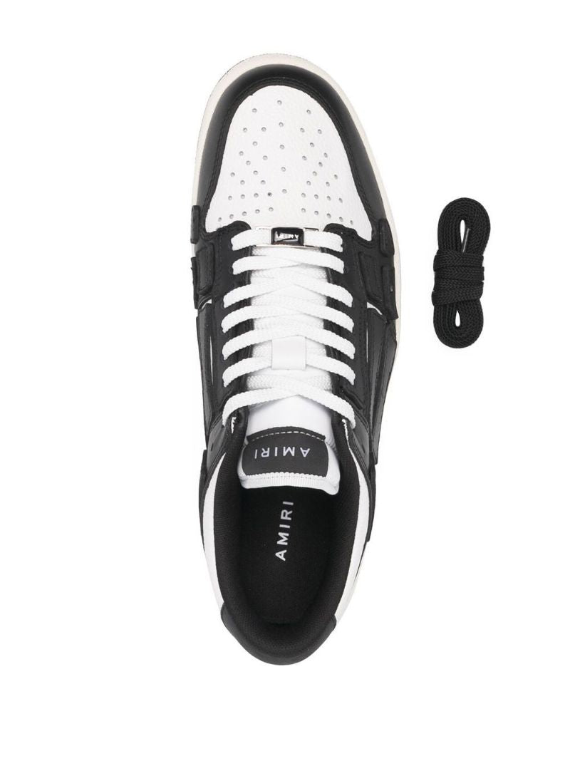 White and Black  Skel Top Low Leather Sneakers