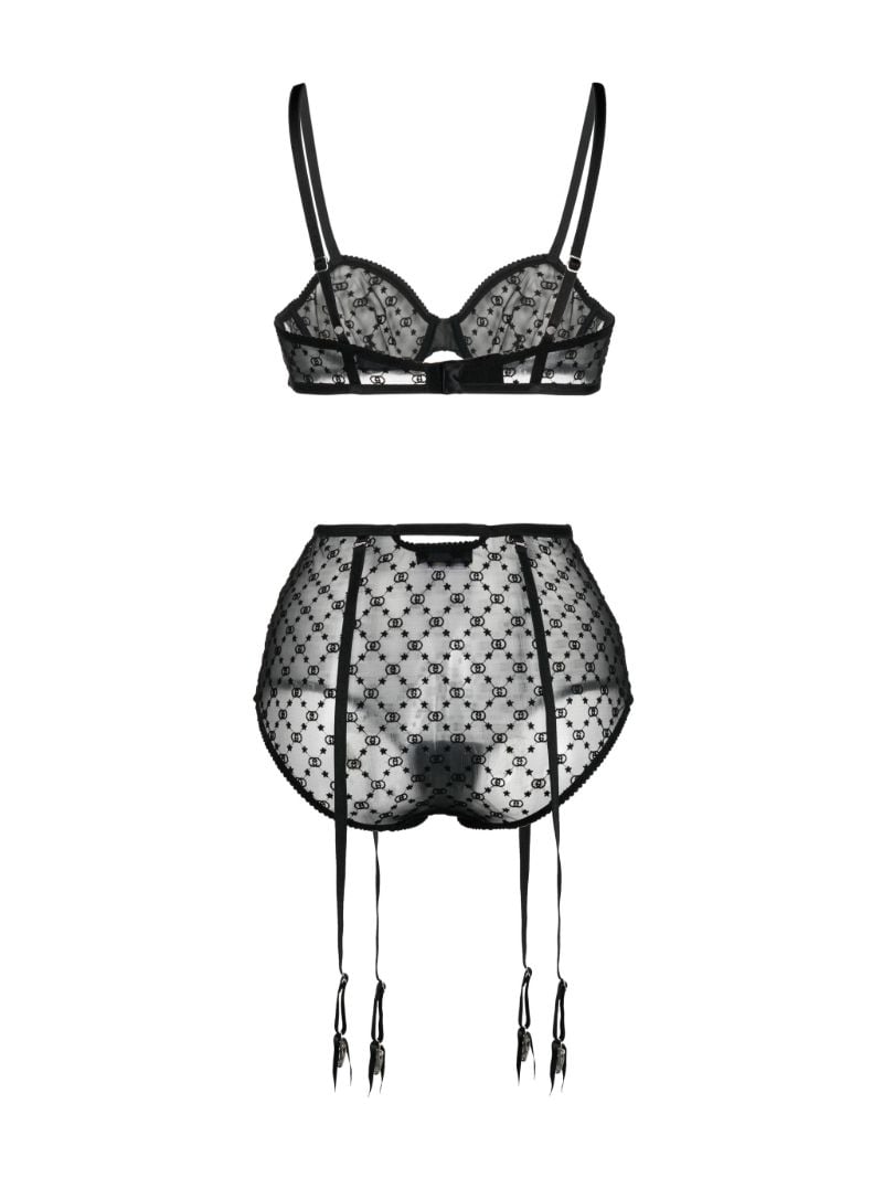Black Gg Star Tulle Lingerie Set
