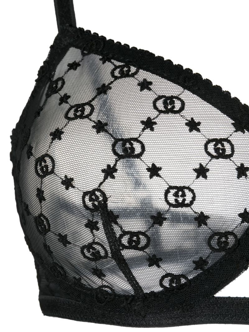 Black Gg Star Tulle Lingerie Set