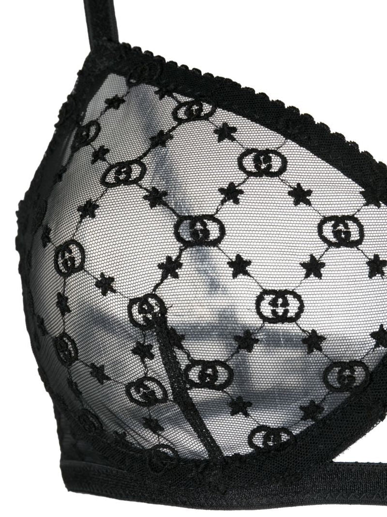 Black Gg Star Tulle Lingerie Set
