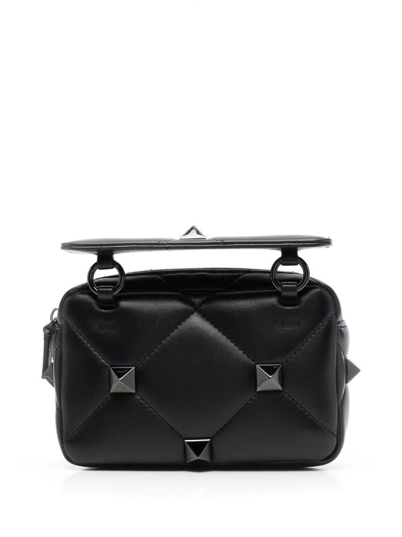 Black Roman Stud Leather Shoulder Bag