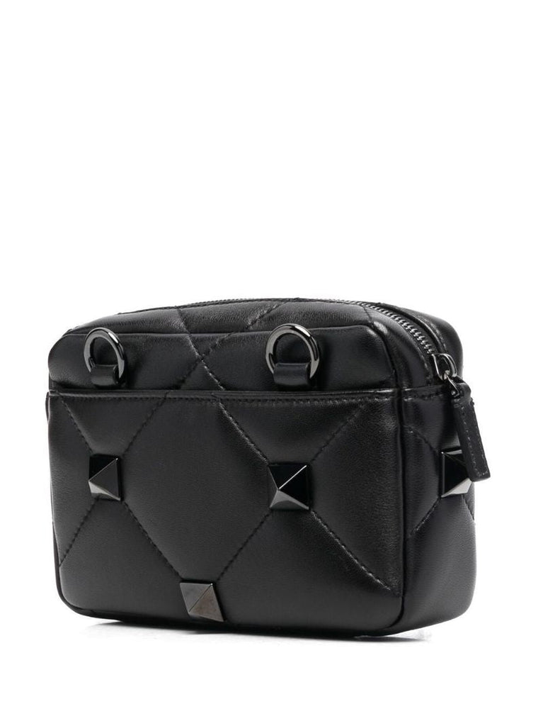 Black Roman Stud Leather Shoulder Bag