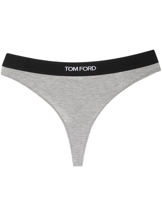 Grey Logo Waistband Thong