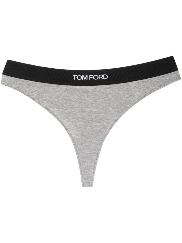 Grey Logo Waistband Thong