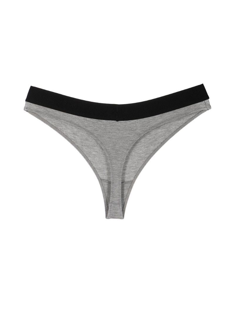 Grey Logo Waistband Thong