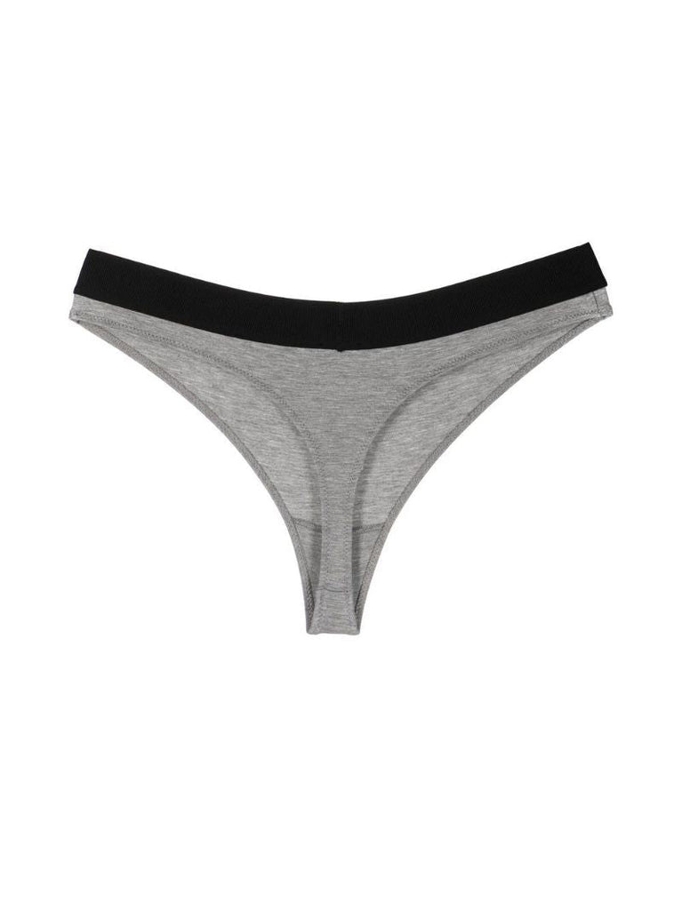 Grey Logo Waistband Thong