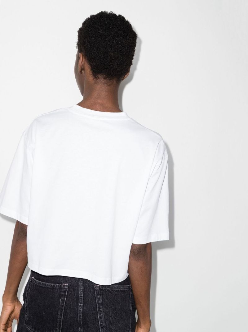 White Cropped Logo Cotton T-shirt