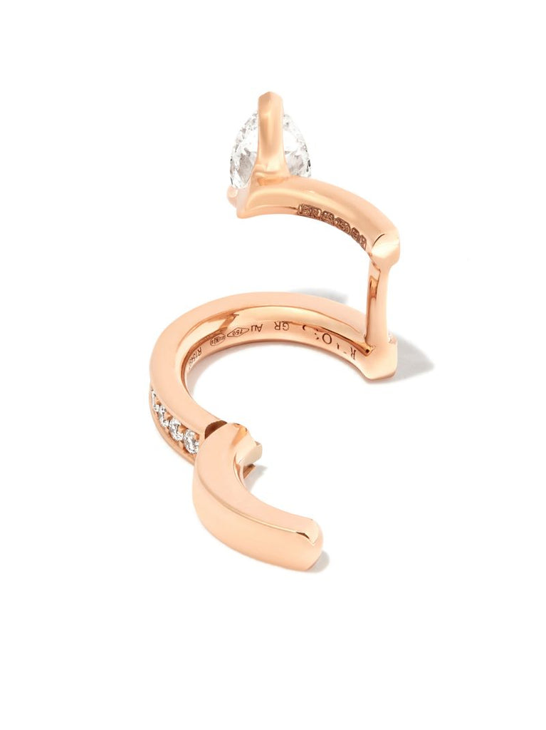 18k Rose Gold Serti Sur Vide Diamond Single Ear Cuff