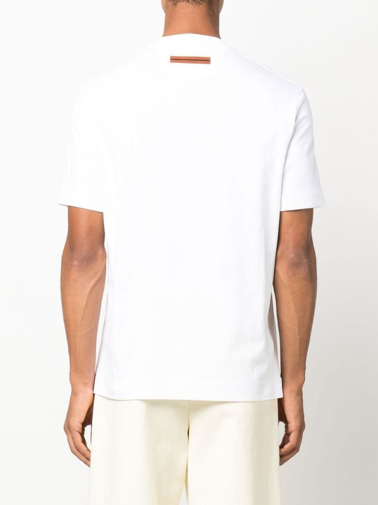 White Logo Print Cotton T-shirt