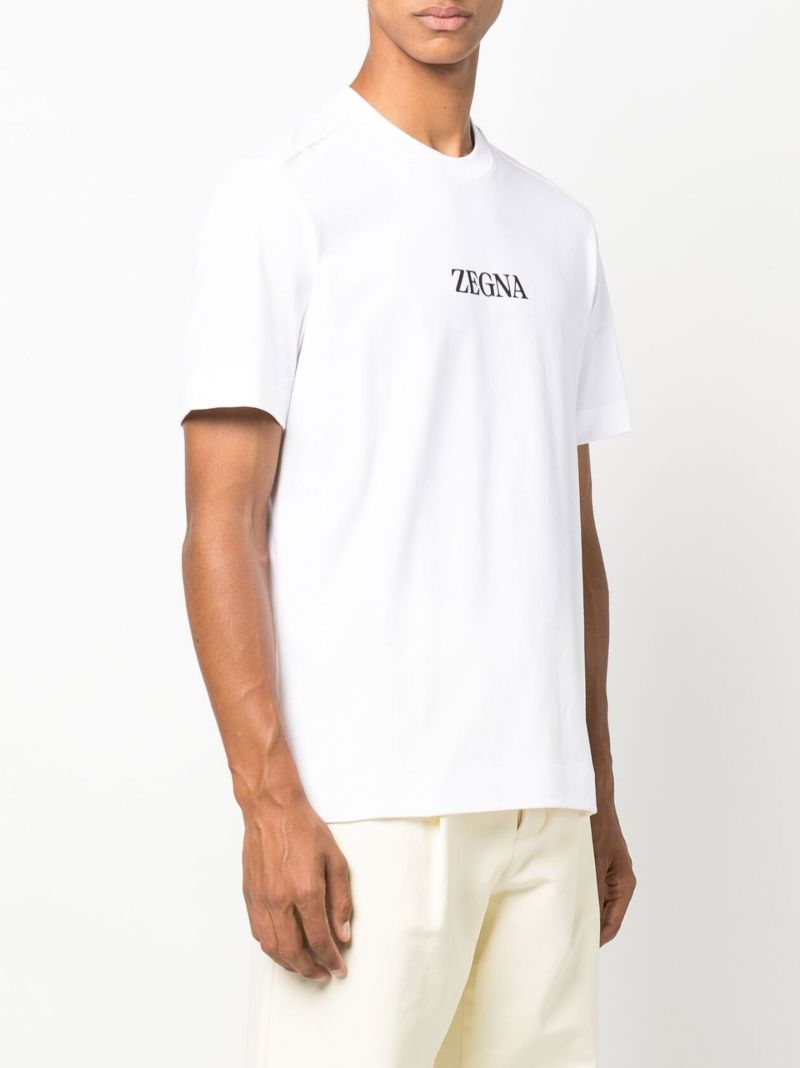 White Logo Print Cotton T-shirt