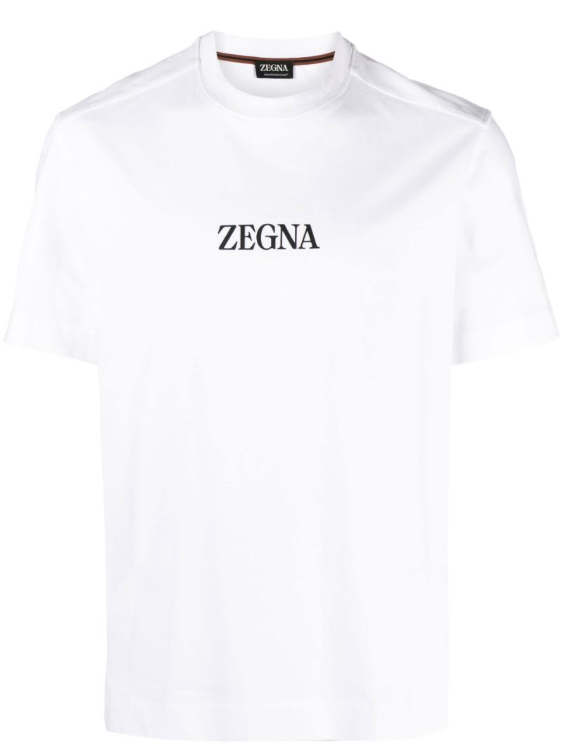 White Logo Print Cotton T-shirt