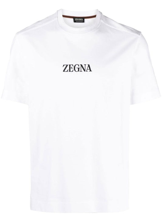 White Logo Print Cotton T-shirt