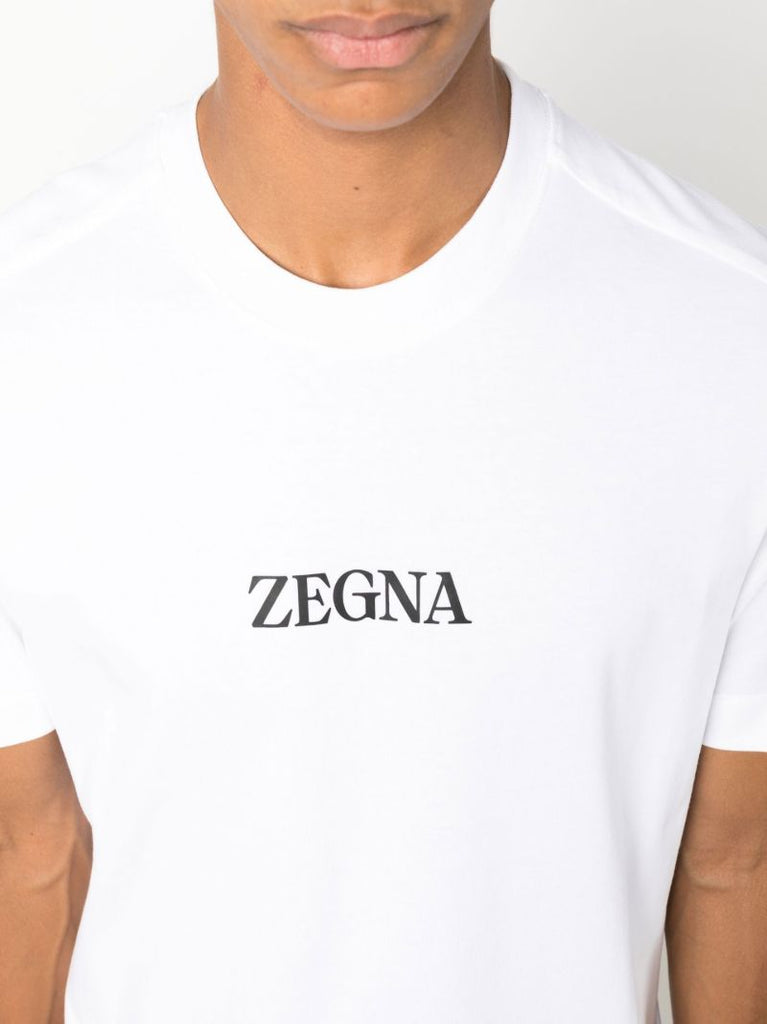 White Logo Print Cotton T-shirt