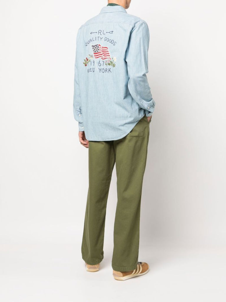 Blue Americana Flag Denim Shirt