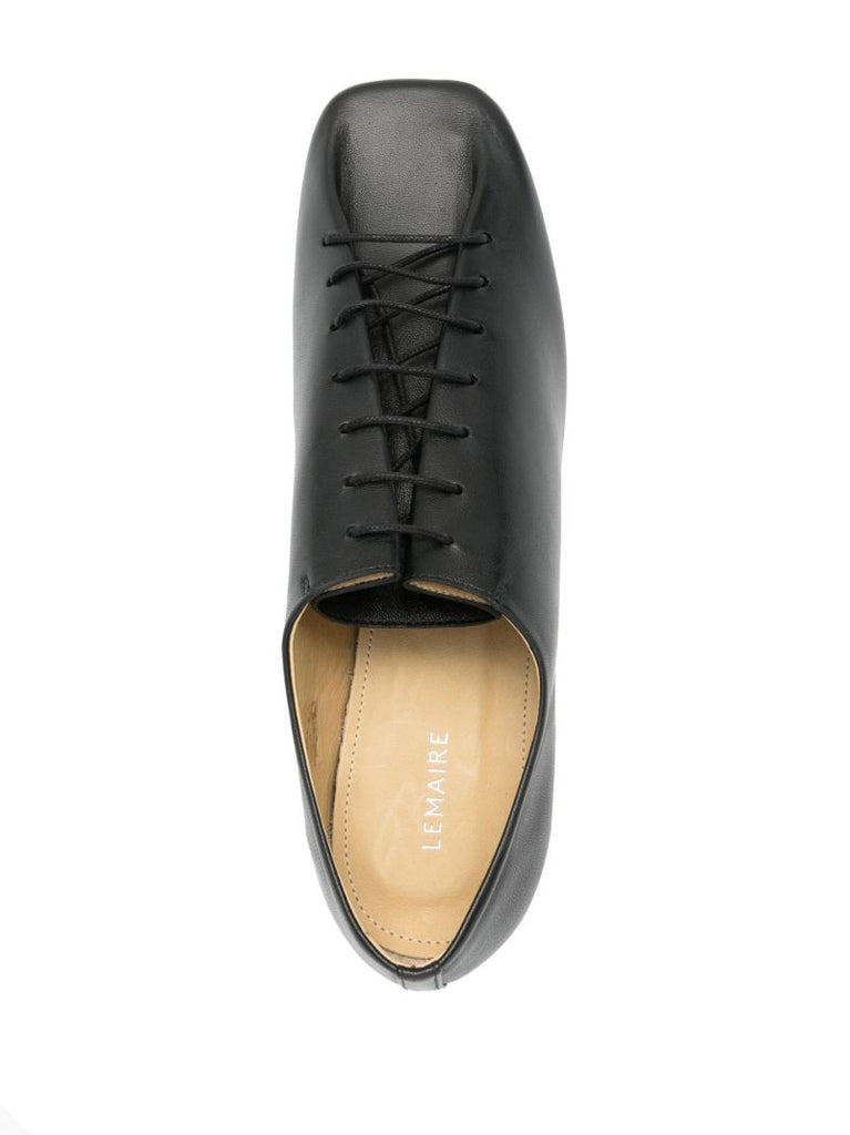 Black Lace-up Leather Derby Shoes