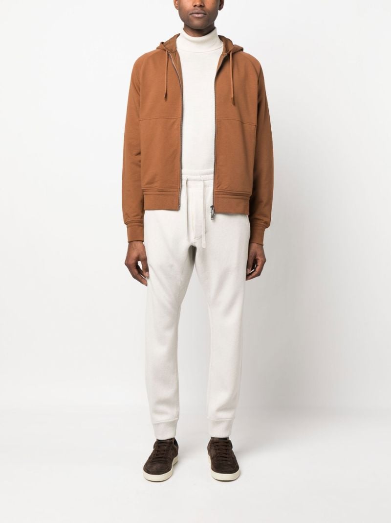 Brown Zipped Cotton Hoodie