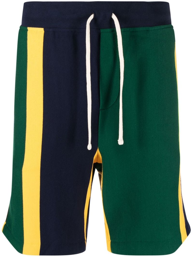 Blue Striped Fleece Track Shorts