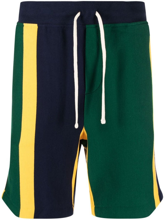 Blue Striped Fleece Track Shorts