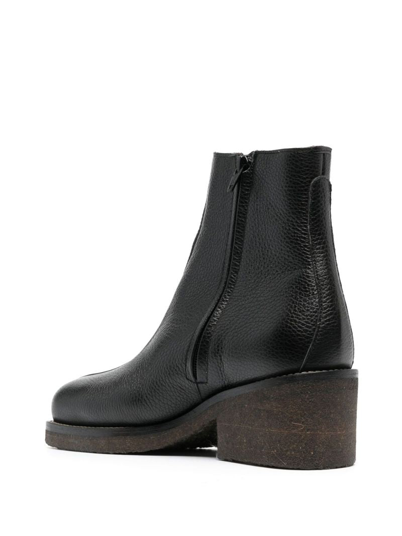 Black Shearling-lined Leather Ankle Boots