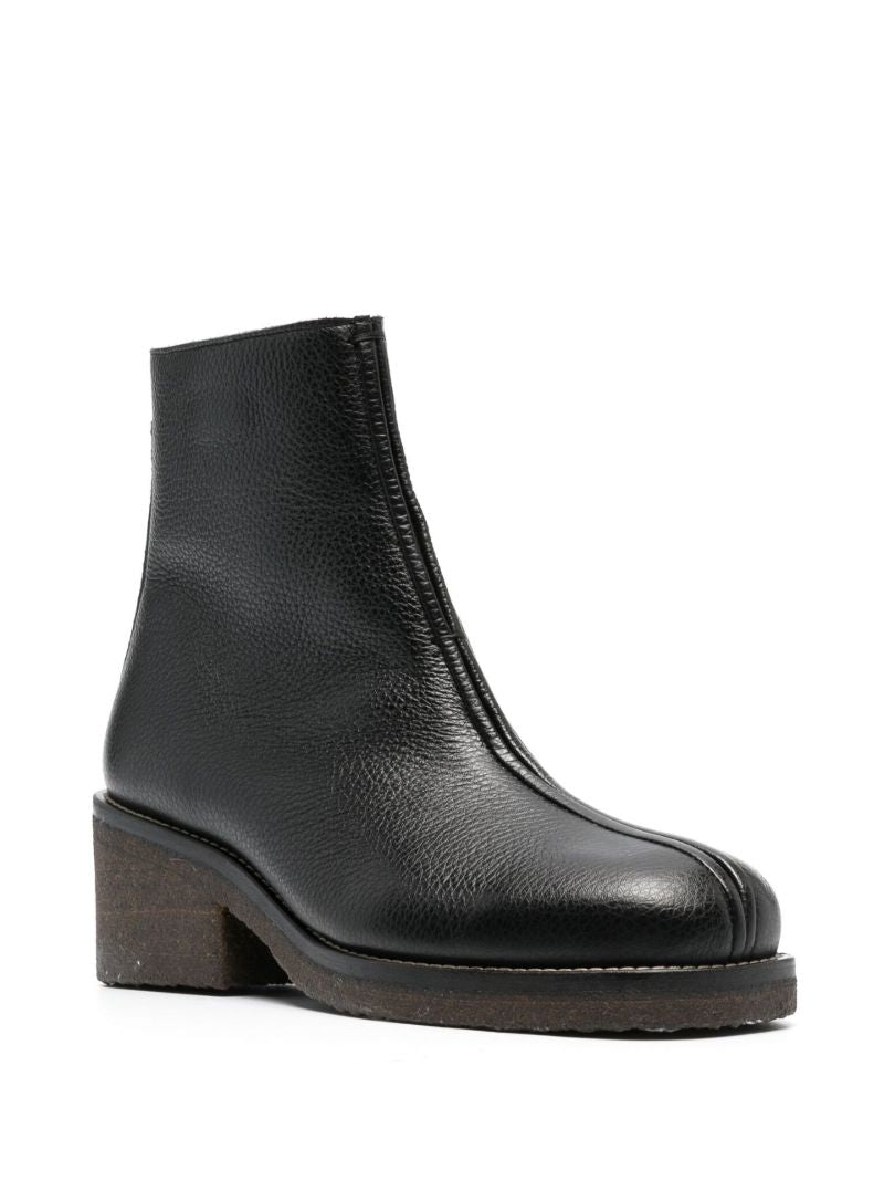 Black Shearling-lined Leather Ankle Boots