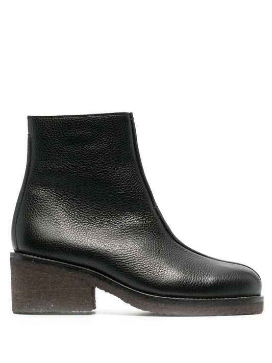Black Shearling-lined Leather Ankle Boots
