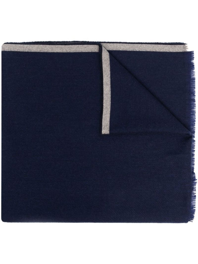 Blue Fringed Edge Scarf