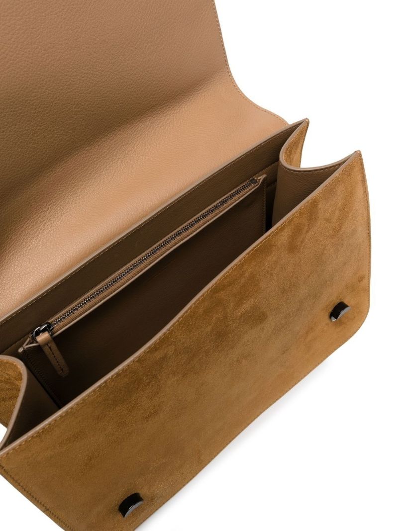 Brown Embellished Suede Tote Bag