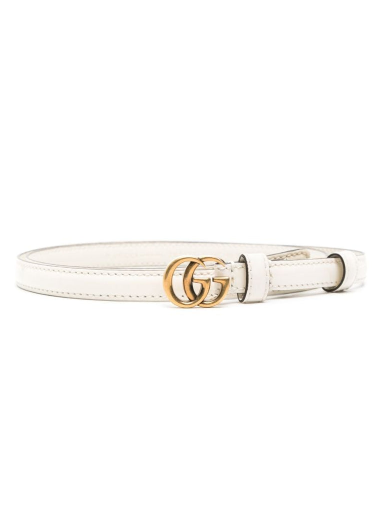 White Double G Thin Leather Belt