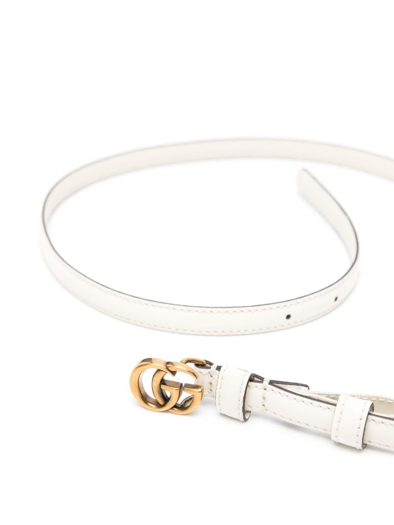 White Double G Thin Leather Belt