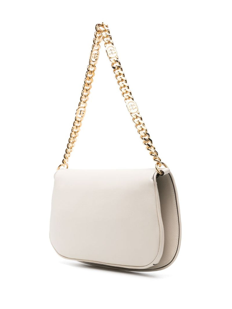 White Logo Plaque Shoulder Bag