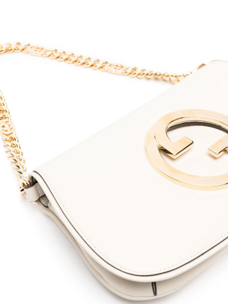 White Logo Plaque Shoulder Bag