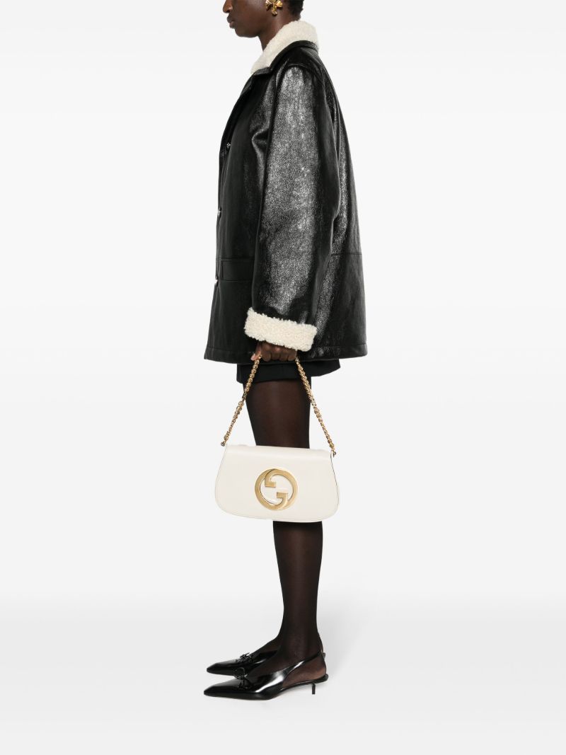 White Logo Plaque Shoulder Bag
