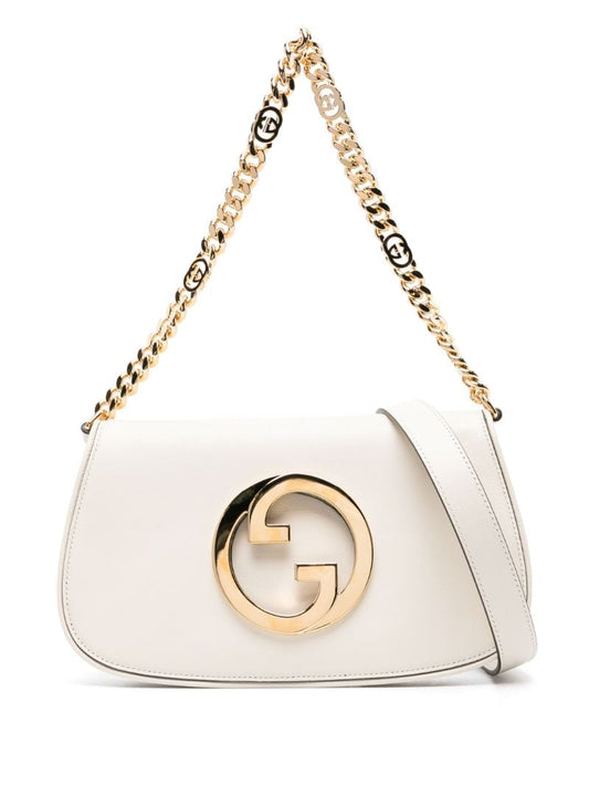 White Logo Plaque Shoulder Bag