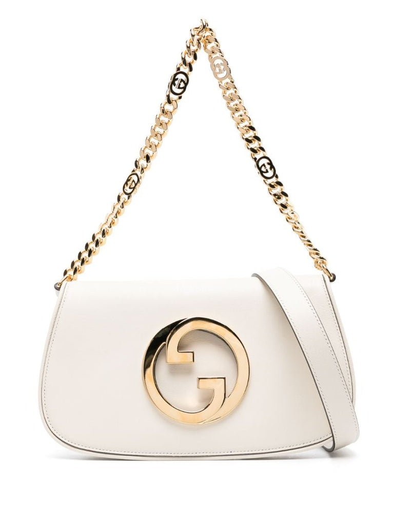White Logo Plaque Shoulder Bag