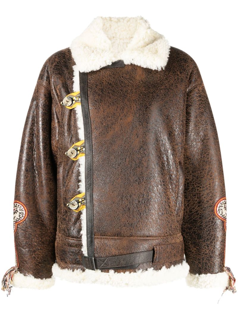 Brown Gina Leather Shearling Jacket