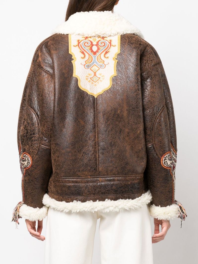 Brown Gina Leather Shearling Jacket