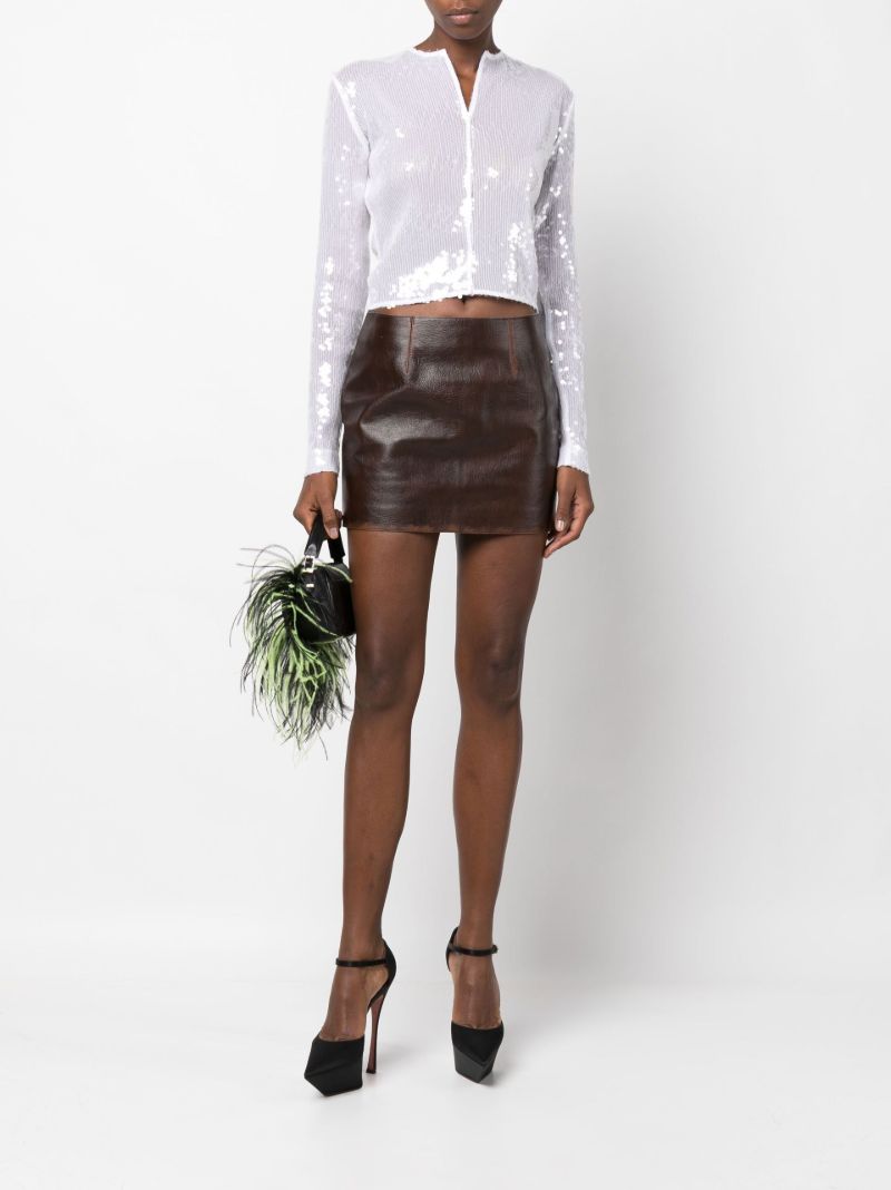 Brown Haile Leather Mini Skirt