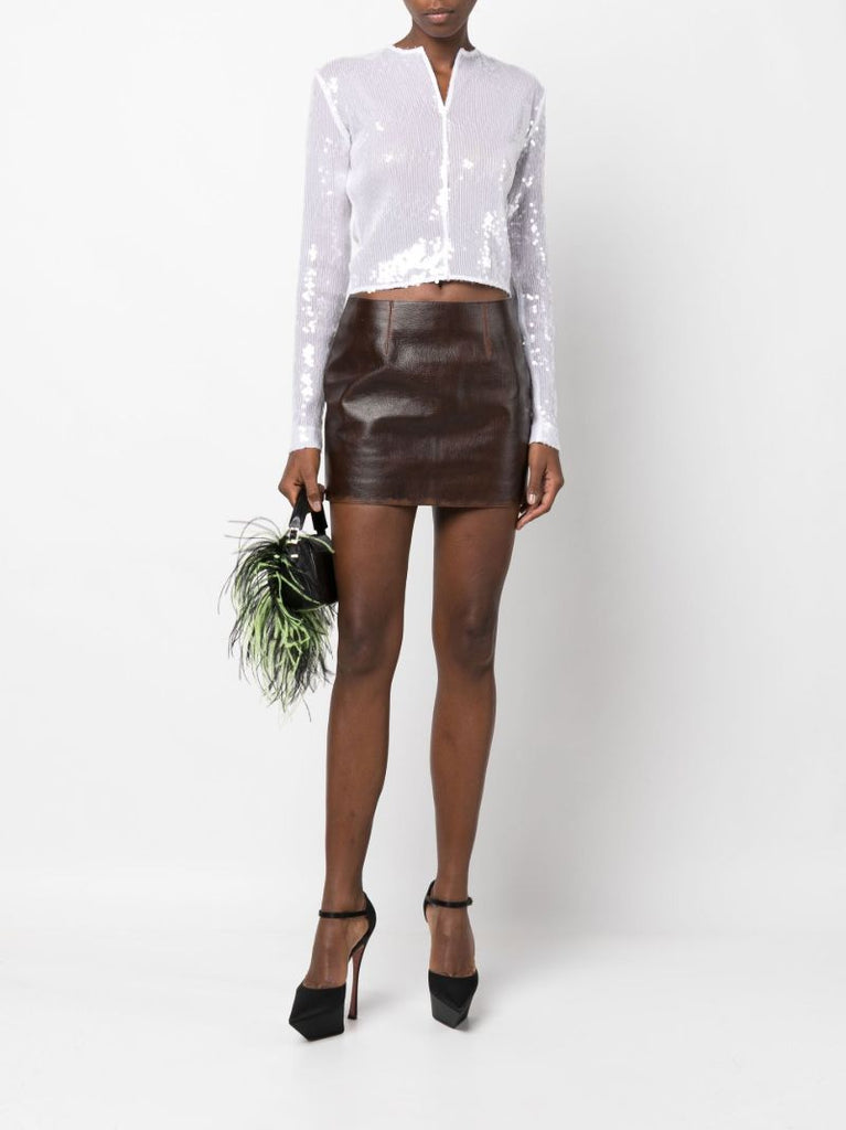 Brown Haile Leather Mini Skirt